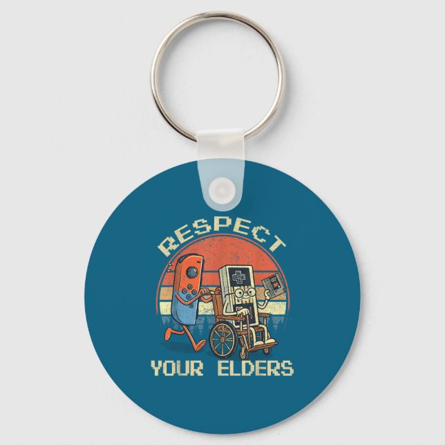 Respect Your Elders Retro Gaming Funny Gamer Contr Nyckelring (Framsida)