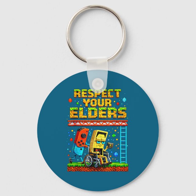 Respect Your Elders Retro Gaming Funny Gamer Contr Nyckelring (Framsida)