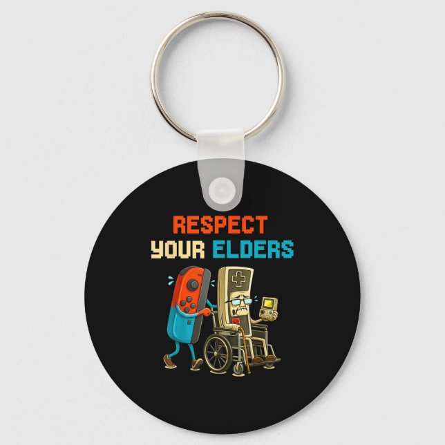 Respect Your Elders Retro Gaming Funny Gamer Contr Nyckelring (Framsida)