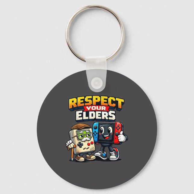 Respect Your Elders Retro Gaming Funny Gamer Contr Nyckelring (Framsida)