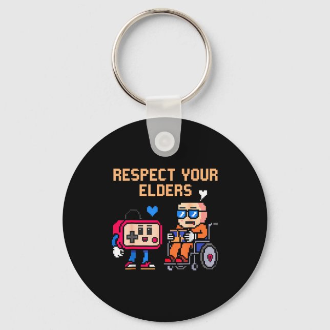 Respect Your Elders Retro Gaming Funny Gamer Contr Nyckelring (Framsida)