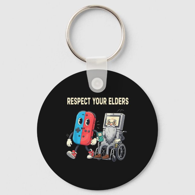 Respect Your Elders Retro Gaming Funny Gamer Contr Nyckelring (Framsida)