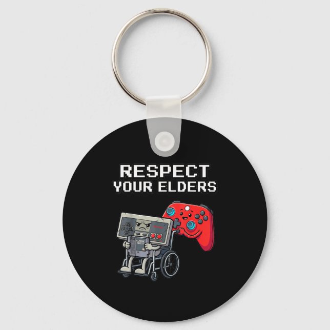 Respect Your Elders Retro Gaming Funny Gamer Contr Nyckelring (Framsida)