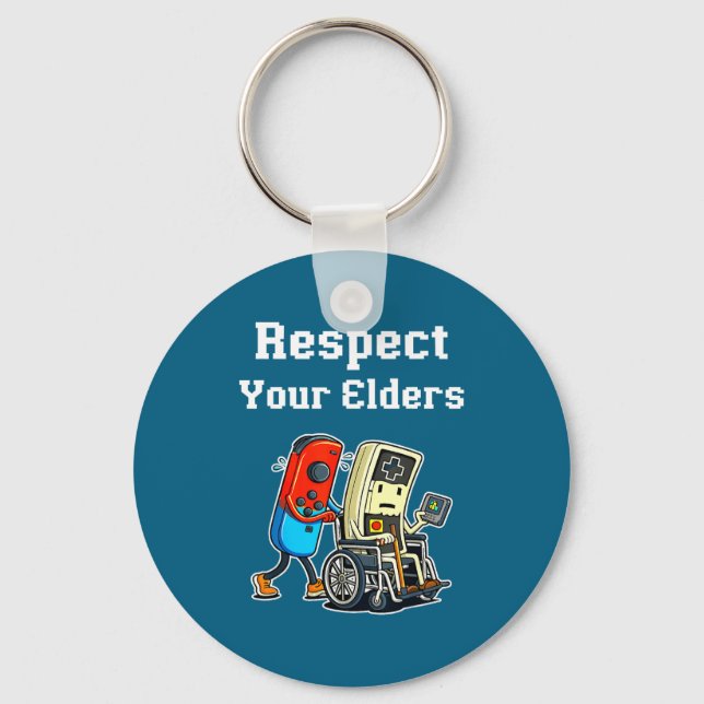 Respect Your Elders Retro Gaming Funny Gamer Contr Nyckelring (Framsida)