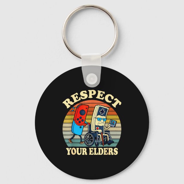 Respect Your Elders Retro Gaming Funny Gamer Contr Nyckelring (Framsida)