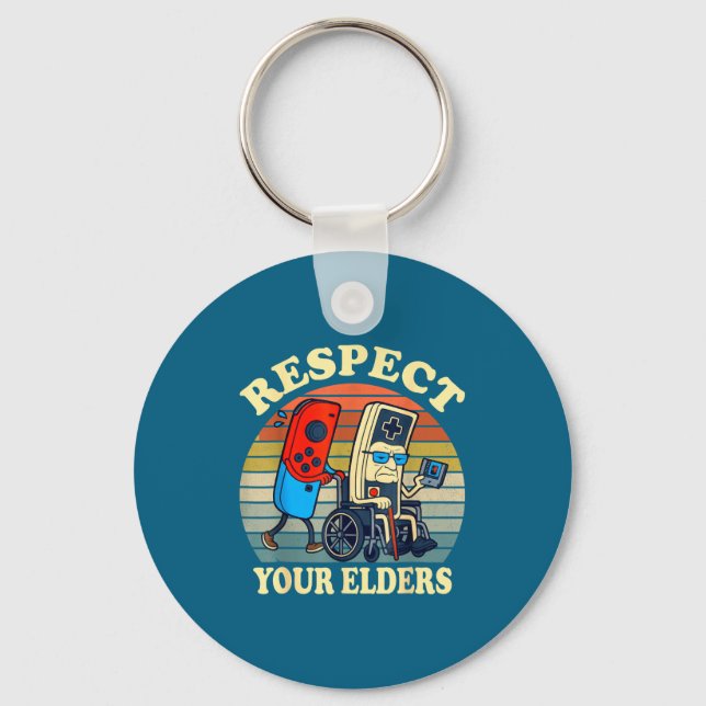 Respect Your Elders Retro Gaming Funny Gamer Contr Nyckelring (Framsida)