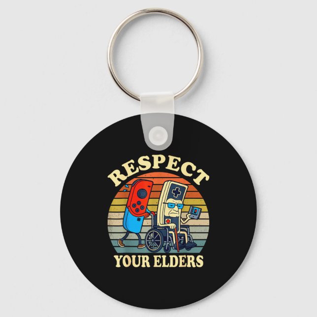 Respect Your Elders Retro Gaming Funny Gamer Contr Nyckelring (Framsida)
