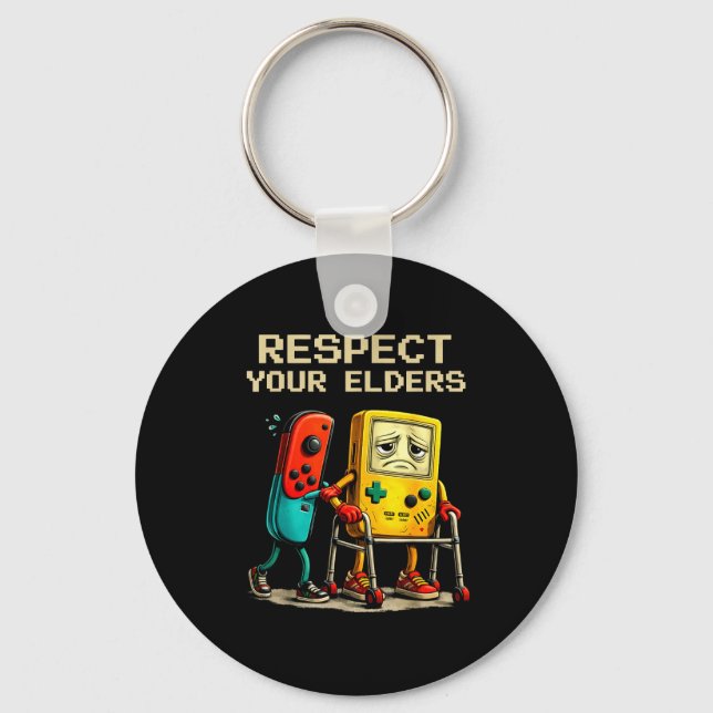 Respect Your Elders Retro Gaming Funny Gamer Contr Nyckelring (Framsida)