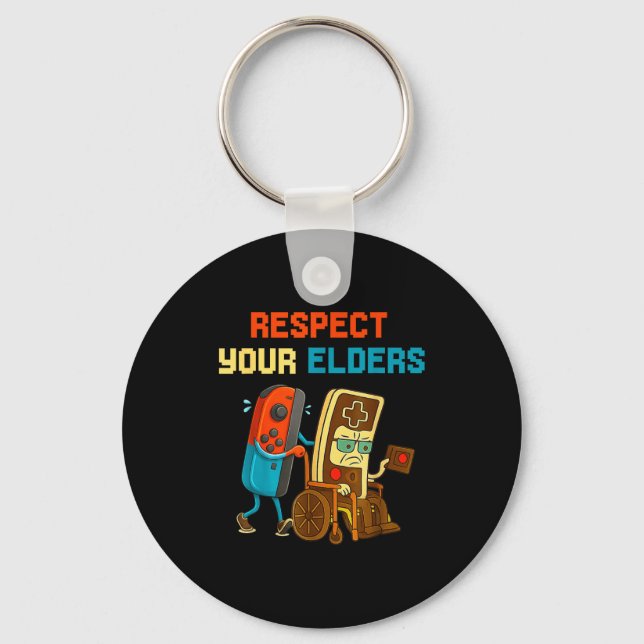 Respect Your Elders Retro Gaming Funny Gamer Contr Nyckelring (Framsida)