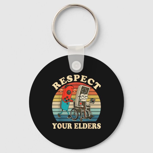 Respect Your Elders Retro Gaming Funny Gamer Contr Nyckelring (Framsida)