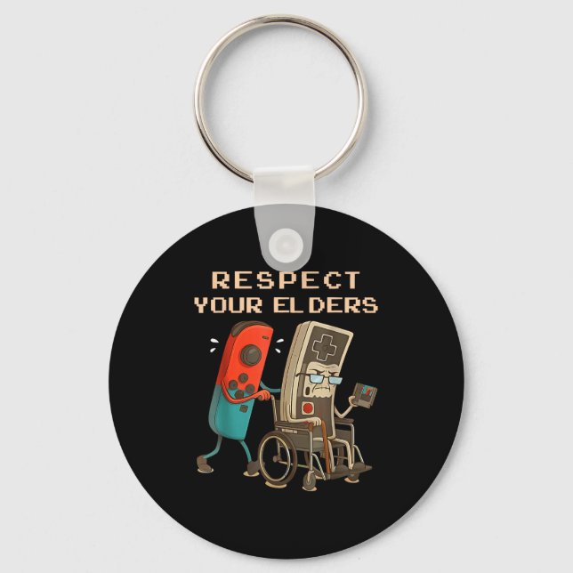 Respect Your Elders Retro Gaming Funny Gamer Contr Nyckelring (Framsida)