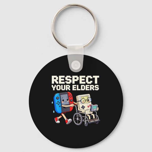 Respect Your Elders Retro Gaming Funny Gamer Contr Nyckelring (Framsida)