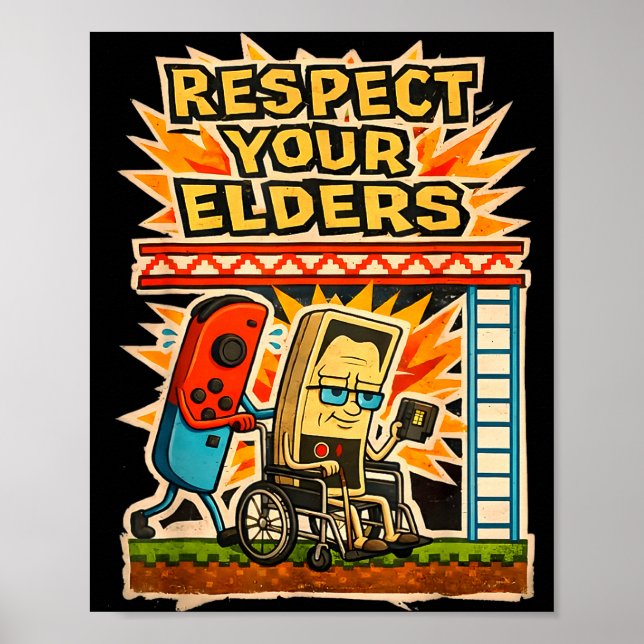 Respect Your Elders Retro Gaming Funny Gamer Contr Poster (Framsidan)