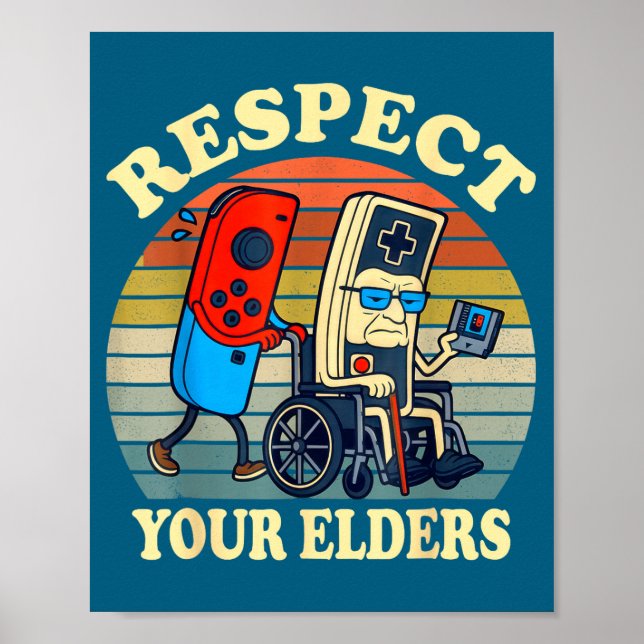 Respect Your Elders Retro Gaming Funny Gamer Contr Poster (Framsidan)