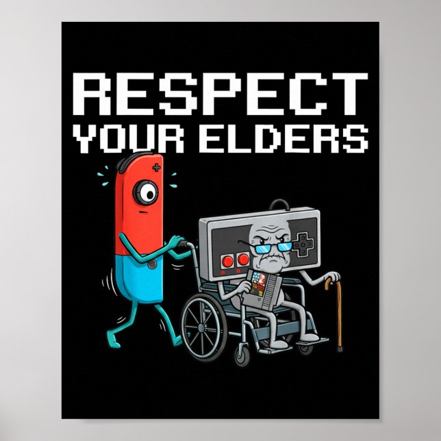 Respect Your Elders Retro Gaming Funny Gamer Contr Poster (Framsidan)
