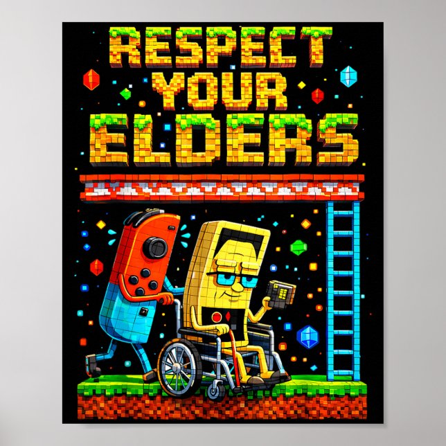 Respect Your Elders Retro Gaming Funny Gamer Contr Poster (Framsidan)
