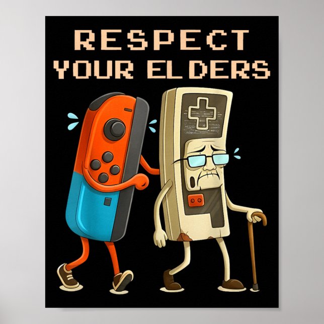 Respect Your Elders Retro Gaming Funny Gamer Contr Poster (Framsidan)