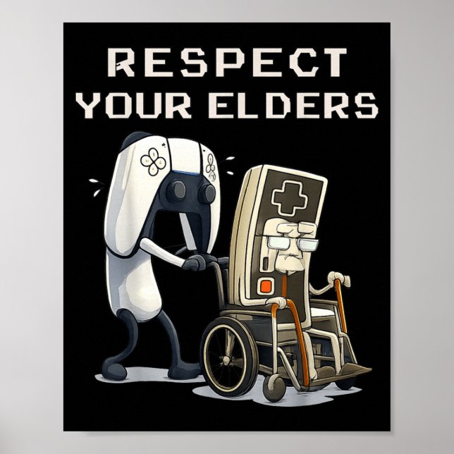 Respect Your Elders Retro Gaming Funny Gamer Contr Poster (Framsidan)