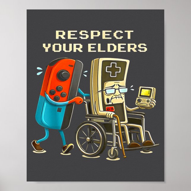 Respect Your Elders Retro Gaming Funny Gamer Contr Poster (Framsidan)