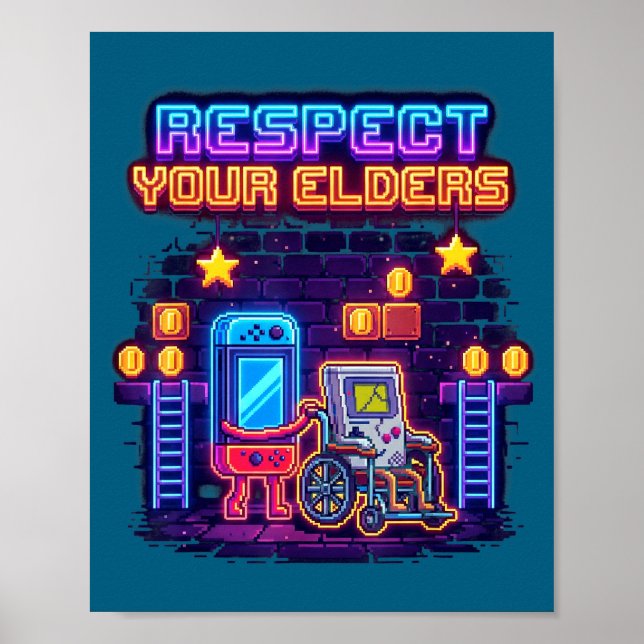 Respect Your Elders Retro Gaming Funny Gamer Contr Poster (Framsidan)