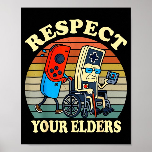 Respect Your Elders Retro Gaming Funny Gamer Contr Poster (Framsidan)