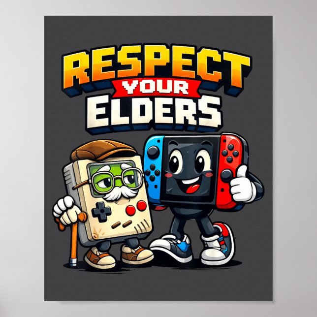 Respect Your Elders Retro Gaming Funny Gamer Contr Poster (Framsidan)