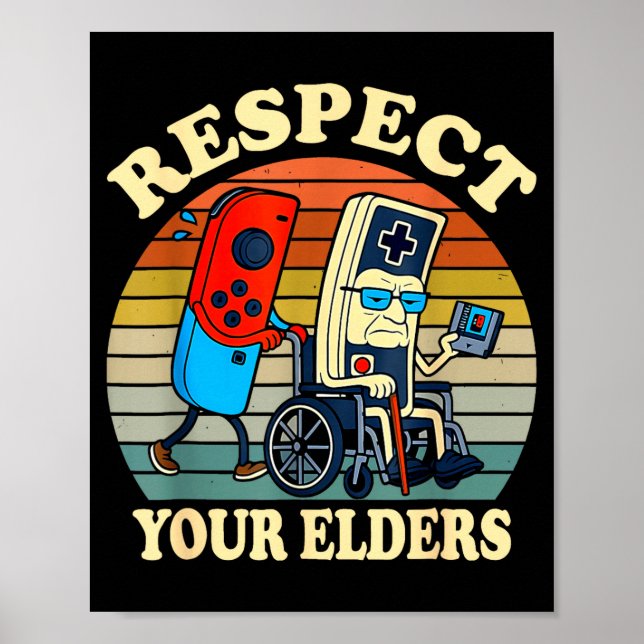 Respect Your Elders Retro Gaming Funny Gamer Contr Poster (Framsidan)