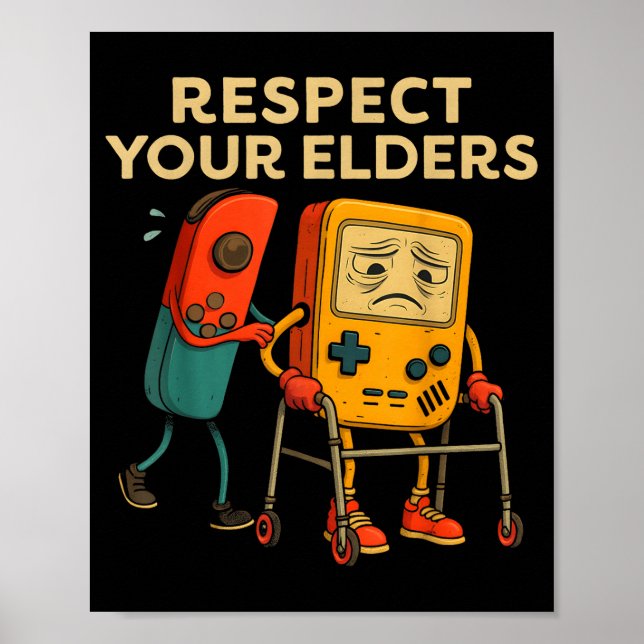 Respect Your Elders Retro Gaming Funny Gamer Contr Poster (Framsidan)