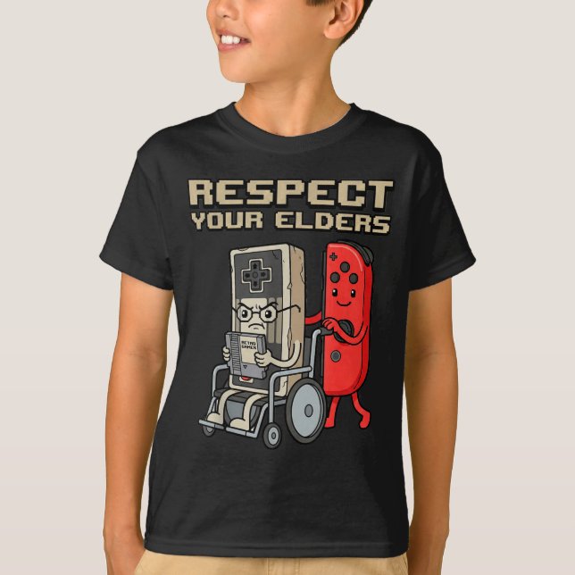 Respect Your Elders Retro Gaming Funny Gamer Contr T Shirt (Framsida)