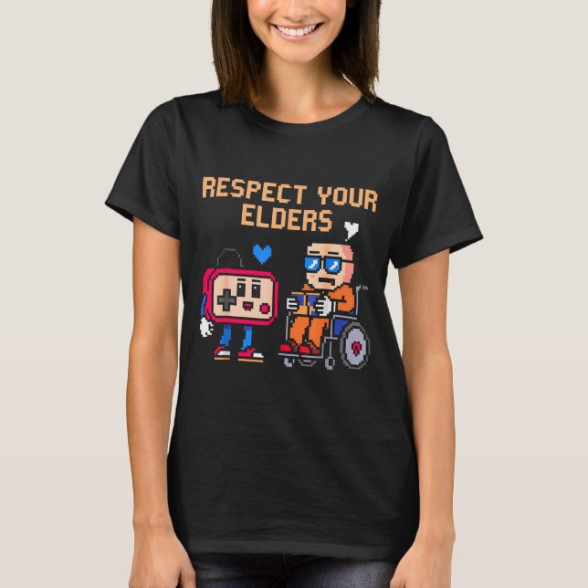 Respect Your Elders Retro Gaming Funny Gamer Contr T Shirt (Framsida)