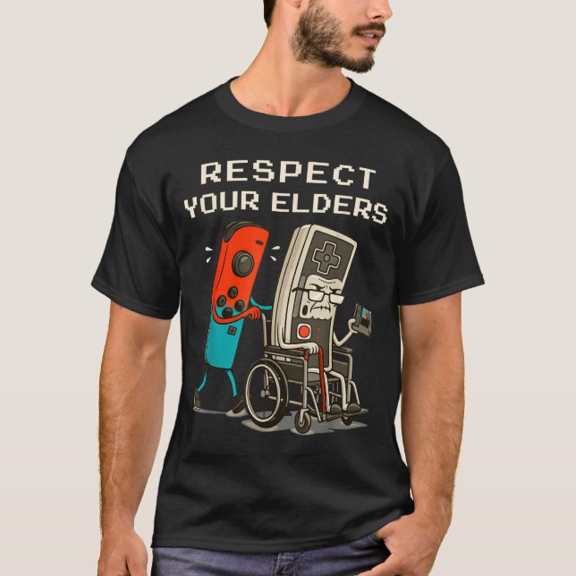 Respect Your Elders Retro Gaming Funny Gamer Contr T Shirt (Framsida)