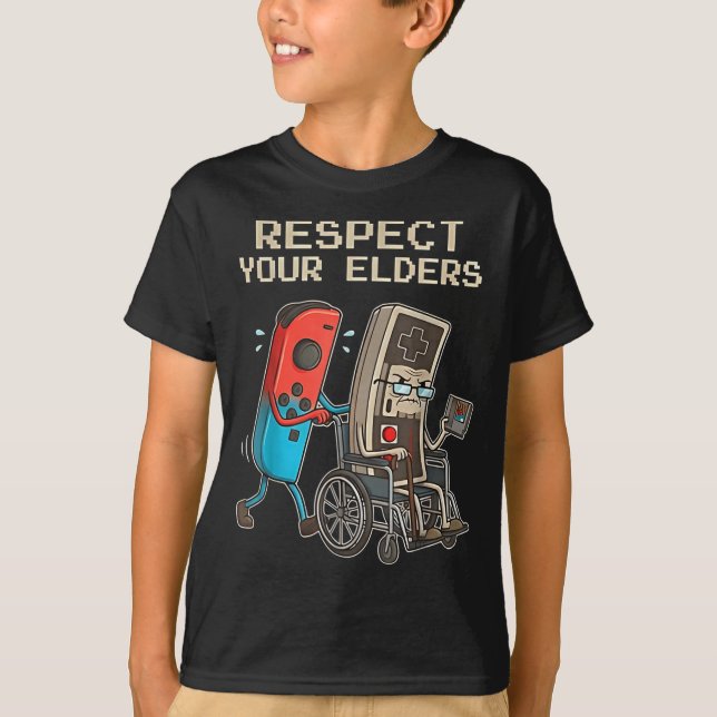 Respect Your Elders Retro Gaming Funny Gamer Contr T Shirt (Framsida)