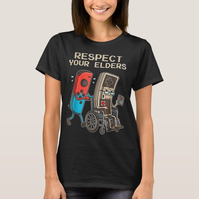 Respect Your Elders Retro Gaming Funny Gamer Contr T Shirt (Framsida)