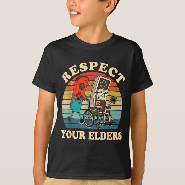 Respect Your Elders Retro Gaming Funny Gamer Contr T Shirt (Framsida)