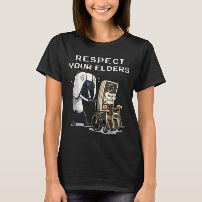 Respect Your Elders Retro Gaming Funny Gamer Contr T Shirt (Framsida)