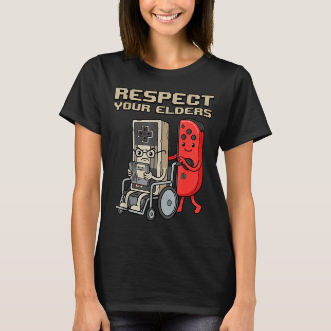 Respect Your Elders Retro Gaming Funny Gamer Contr T Shirt (Framsida)