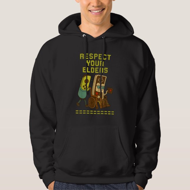 Respect Your Elders Retro Gaming Funny Gamer  Hoodie (Framsida)