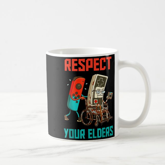 Respect Your Elders Retro Gaming Video Gamer 80s B Kaffemugg (Höger)