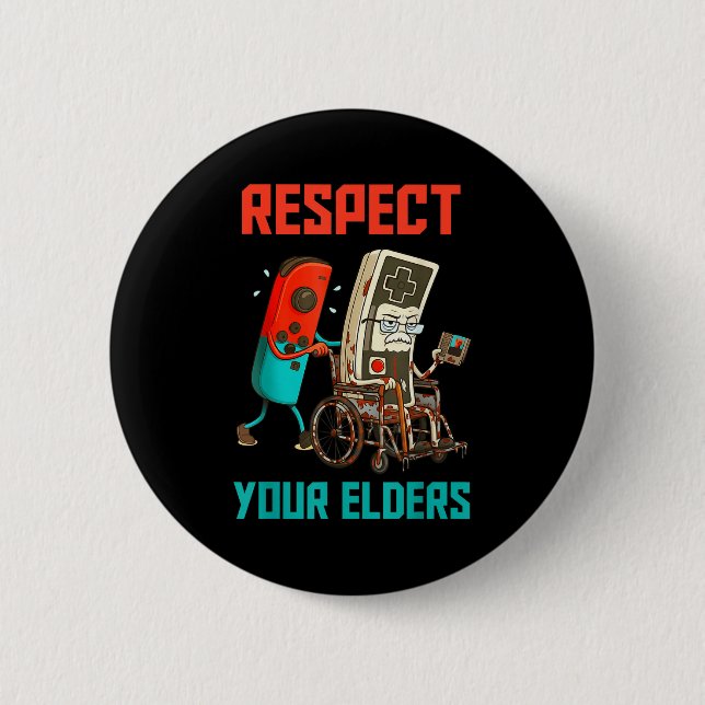 Respect Your Elders Retro Gaming Video Gamer 80s B Knapp (Framsida)