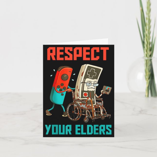 Respect Your Elders Retro Gaming Video Gamer 80s B Kort (Framsida)