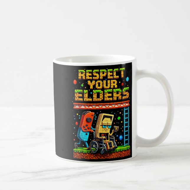 Respect Your Elders Retro Gaming Xel Gamer Control Kaffemugg (Höger)