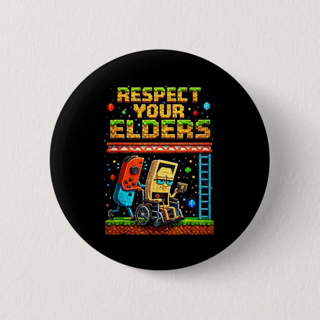 Respect Your Elders Retro Gaming Xel Gamer Control Knapp (Framsida)