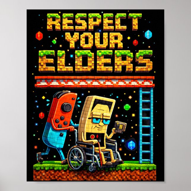 Respect Your Elders Retro Gaming Xel Gamer Control Poster (Framsidan)