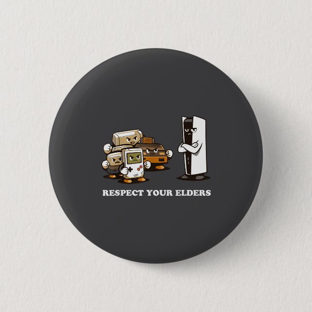 Respect Your Elders T Retro 90s Gaming  Knapp (Framsida)