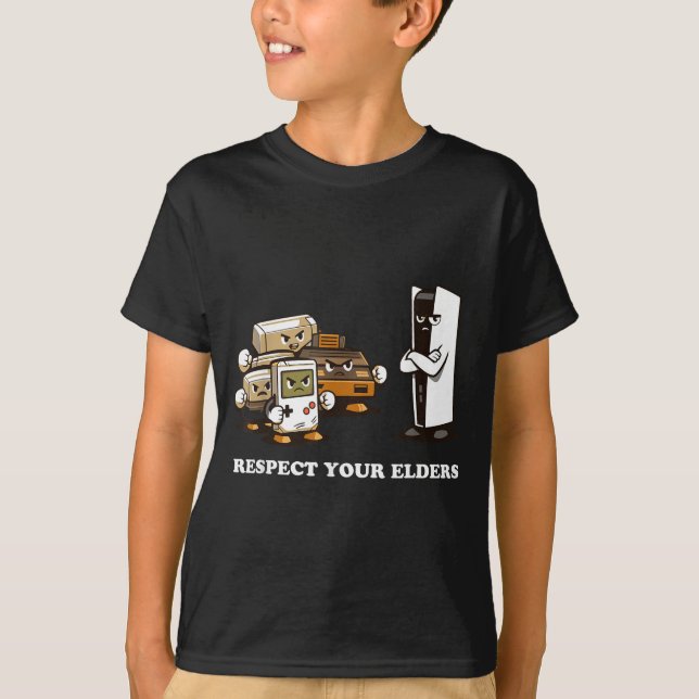 Respect Your Elders T Retro 90s Gaming  T Shirt (Framsida)