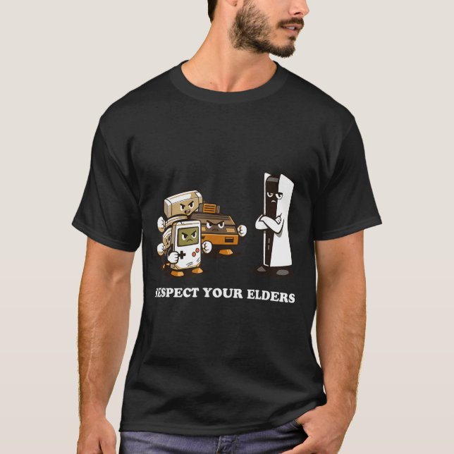 Respect Your Elders T Retro 90s Gaming  T Shirt (Framsida)