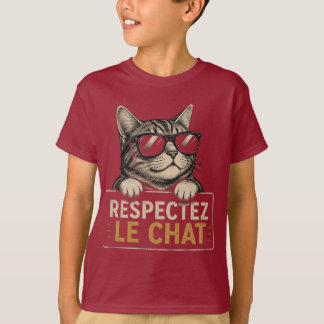 Respectez le chat – Illustration de chat à lunette T Shirt