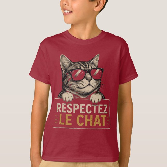 Respectez le chat – Illustration de chat à lunette T Shirt (Framsida)
