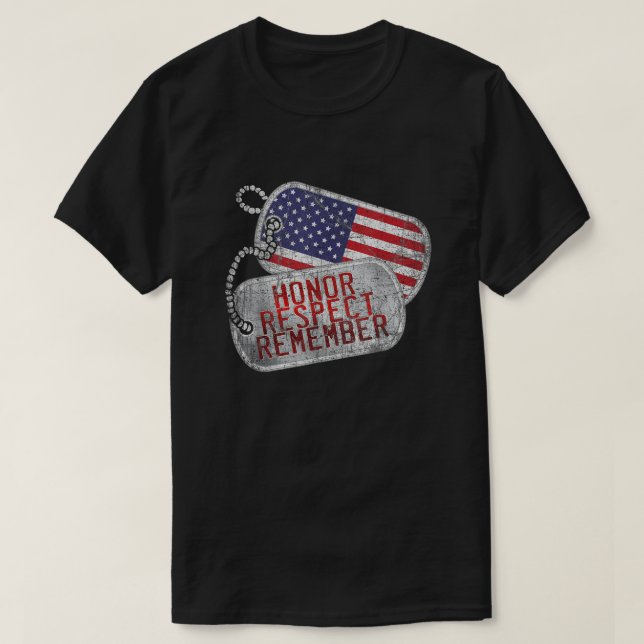 Respekt för heder Kom ihåg den militära Märkrn Vet T Shirt (Design framsida)