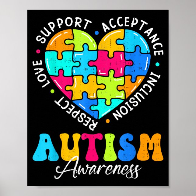 Respekt Kärlek Stöd Inkludering Autism Acceptans Poster (Framsidan)